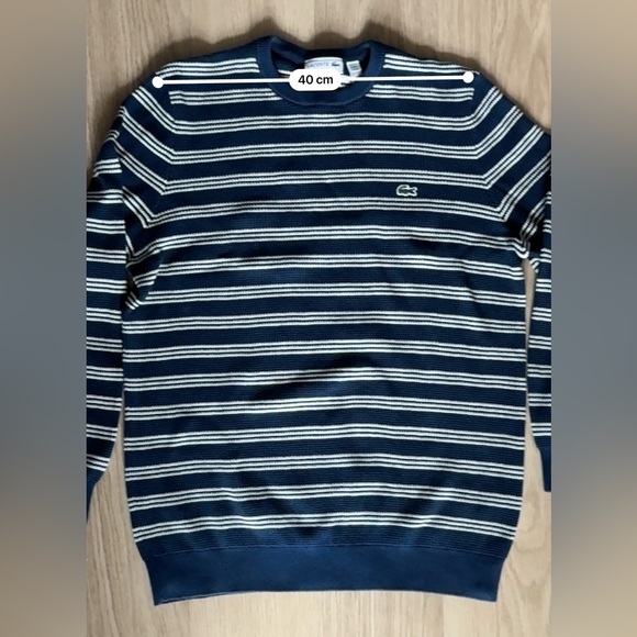 Lacoste Striped Knit Sweater – Navy/White – Size XL - Picture 3 of 8